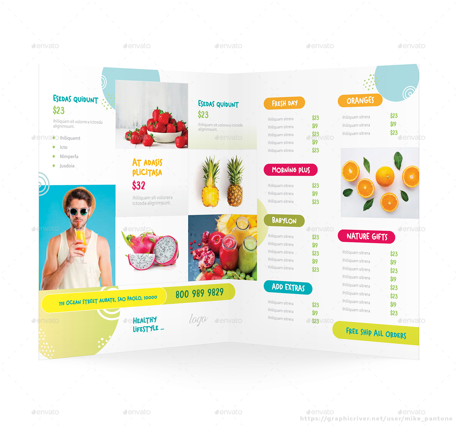 Healthy Drink Cafe Bifold Brochure by Mike_pantone GraphicRiver